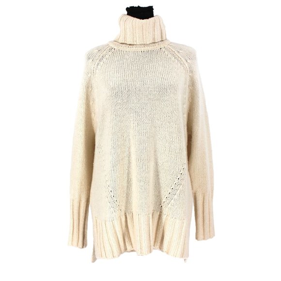 Reiss Stevie Turtleneck Sweater Mix Roll Wool Cashmere Blend Cream Tunic Medium - Picture 2 of 9